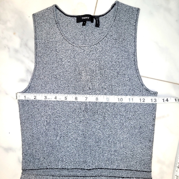 Theory Marl Flare Black, White Grey Knit Sleeveless Dress Size P - Picture 11 of 16